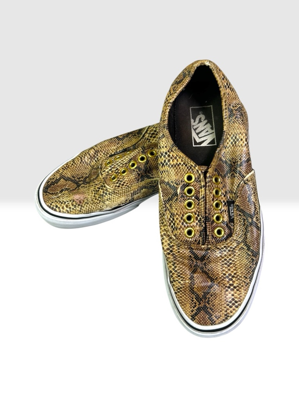 Vans Snake Print Shoes Mens 7 Womens 8.5 Gold Eyelets Rare Streetwear Skater